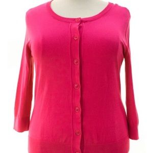 Bright pink cardigan